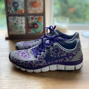 Nike Free 4.0 Purple Leopard Shoes Size 6